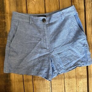 Ann Taylor Womens Blue Linen Cotton Blend Shorts Size 6 Casual Summer Classic